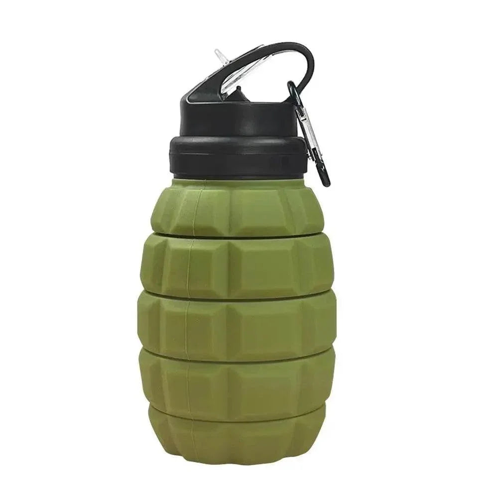 Green Grenade Shaped Foldable Water Bottle 580ml - Military-Outdoors.com
