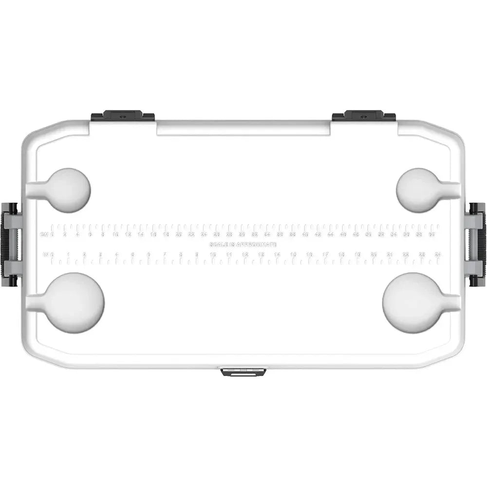White hard cooler box with durable design for camping and outdoor use