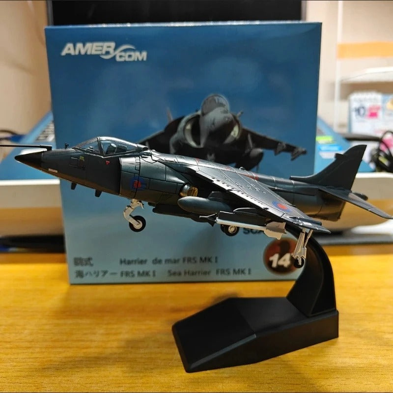 Harrier jet model in gray, featuring detailed design for display