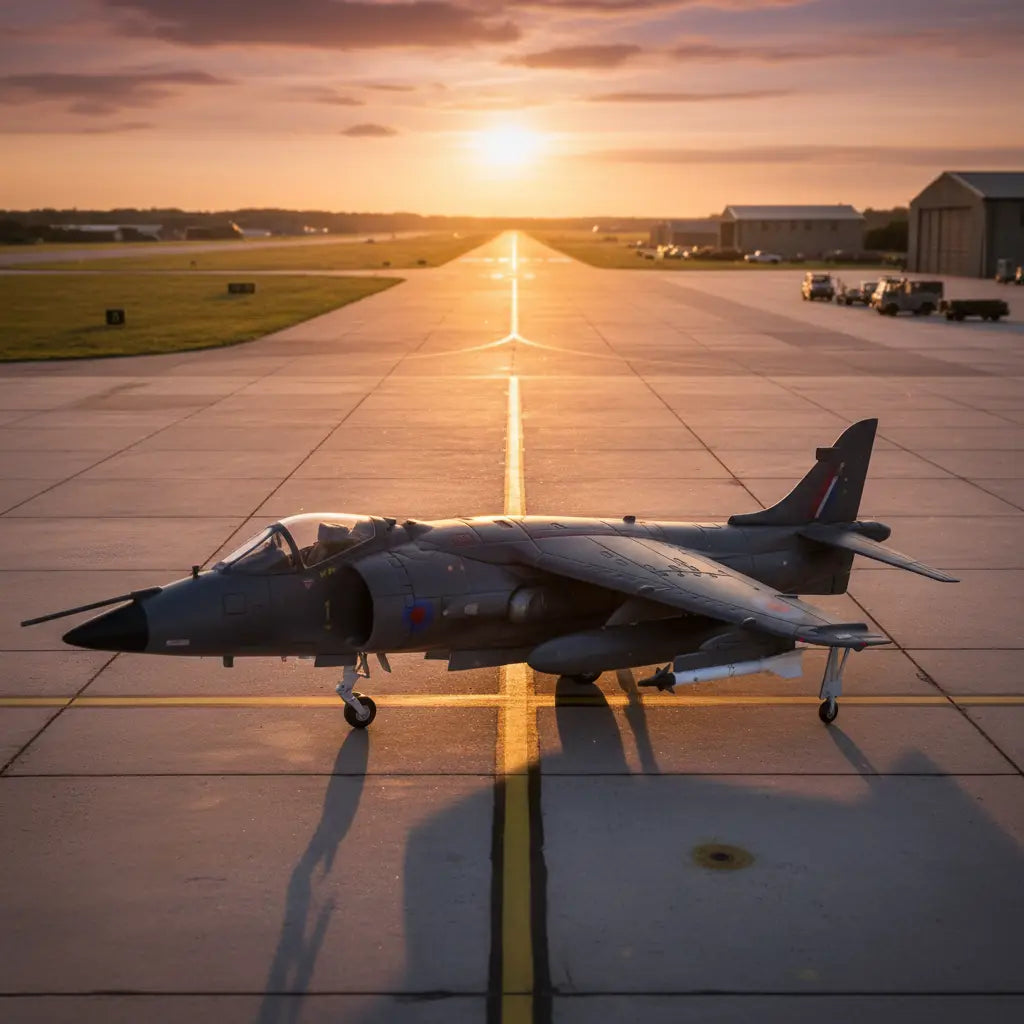 Harrier jet model in detailed gray finish for collectors and aviation enthusiasts