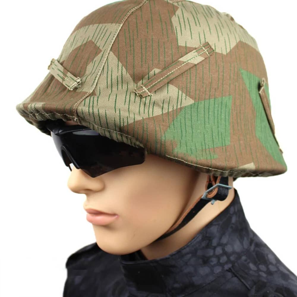 Camo Helmet Cover for Military Gear in Green and Brown Pattern