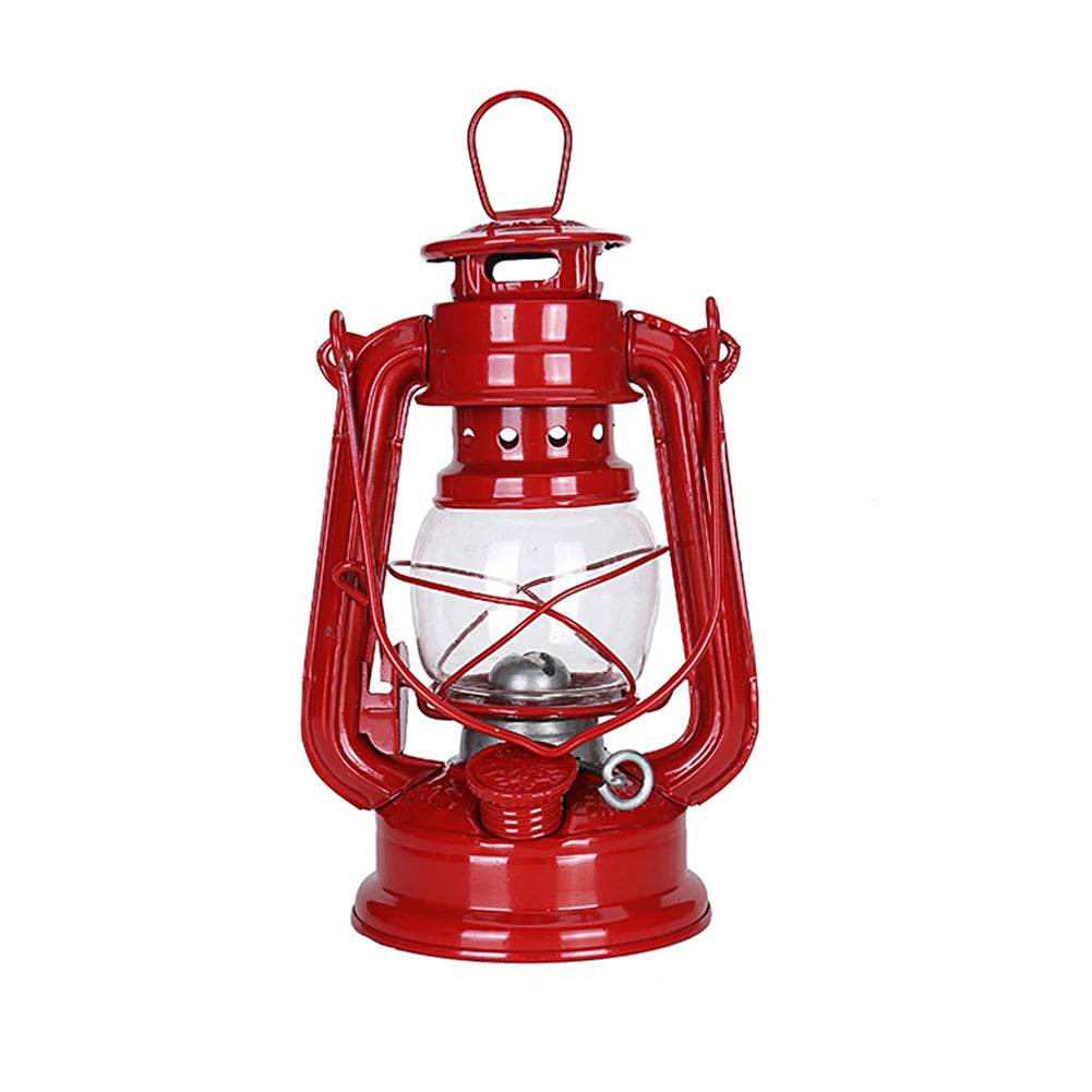 Retro Kerosene Lamp in Red Finish for Camping and Outdoor Activities