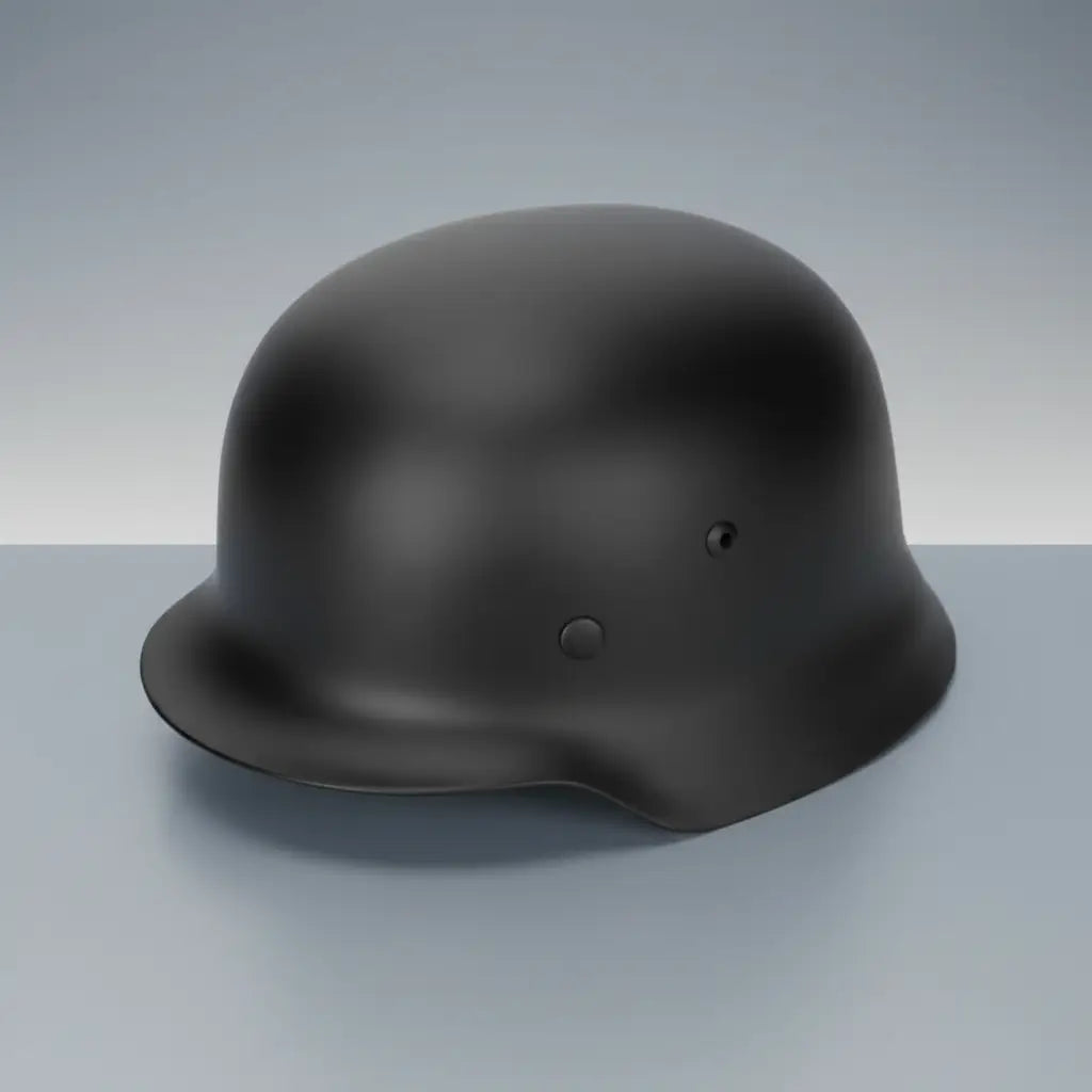 High quality German M35 helmet in matte black, designed for outdoor and military use with durable materials