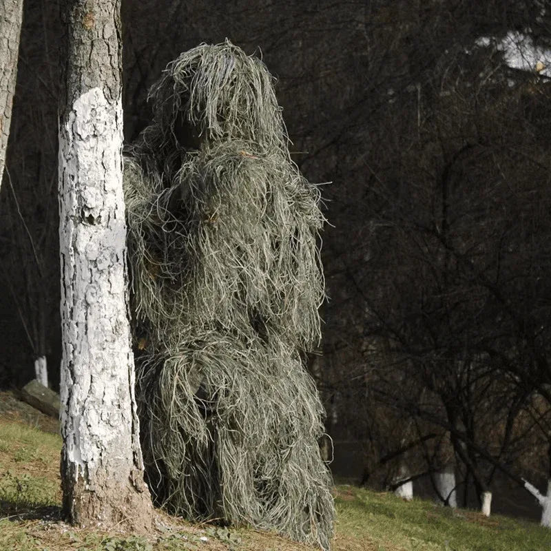 Military-Outdoors hunting ghillie suit in green for camouflage during hunting