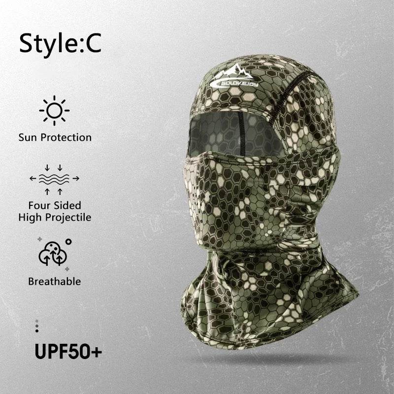 Ice silk face mask in camouflage with sun protection and breathability features