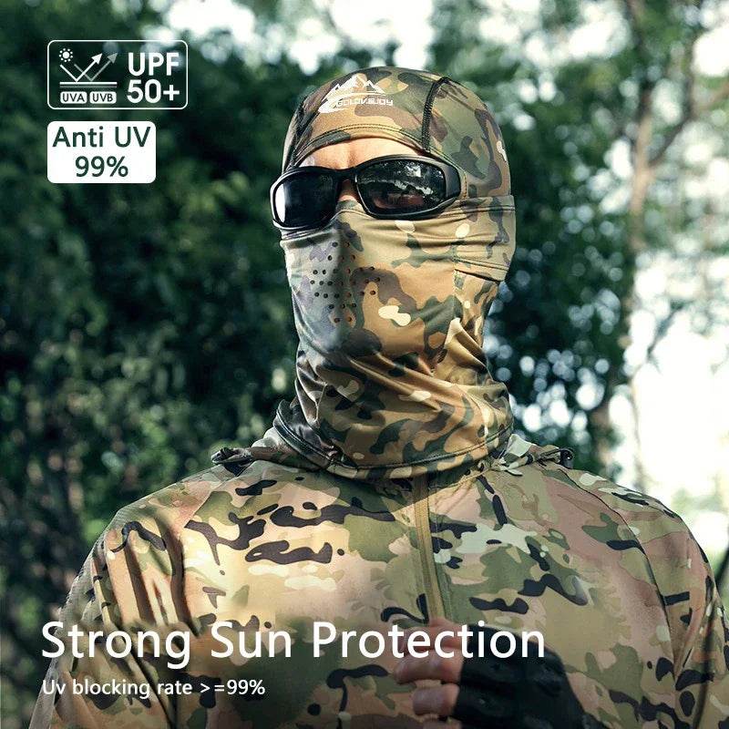 Camouflage ice silk face mask for strong sun protection and UV blocking
