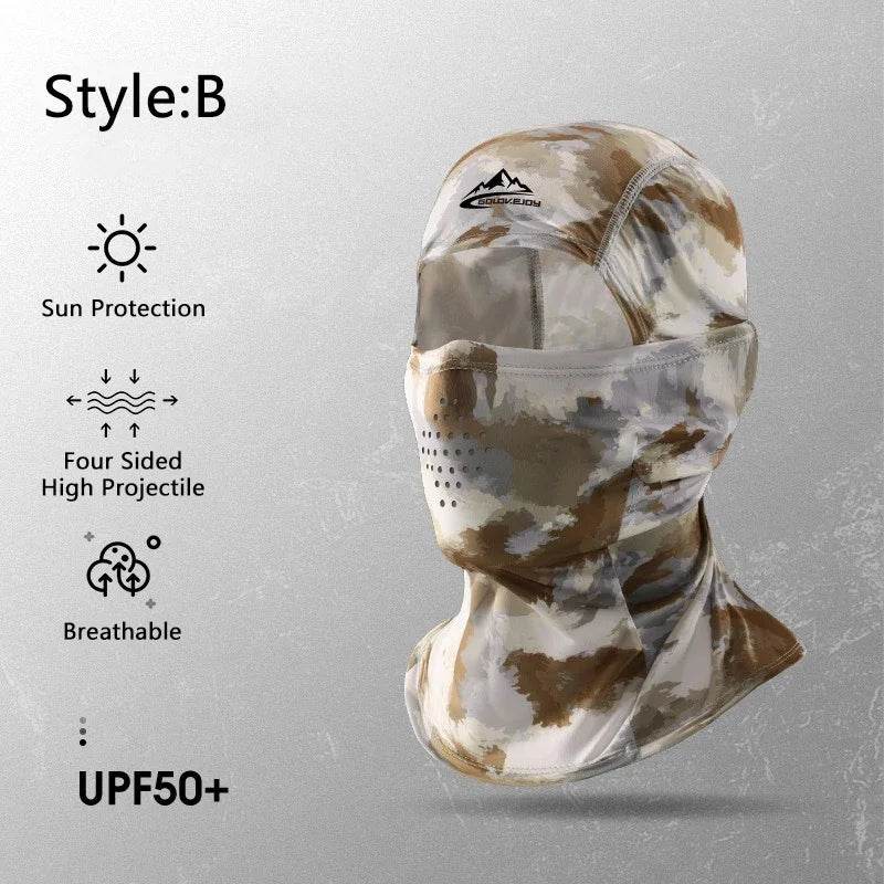 Camouflage ice silk face mask for sun protection and breathability