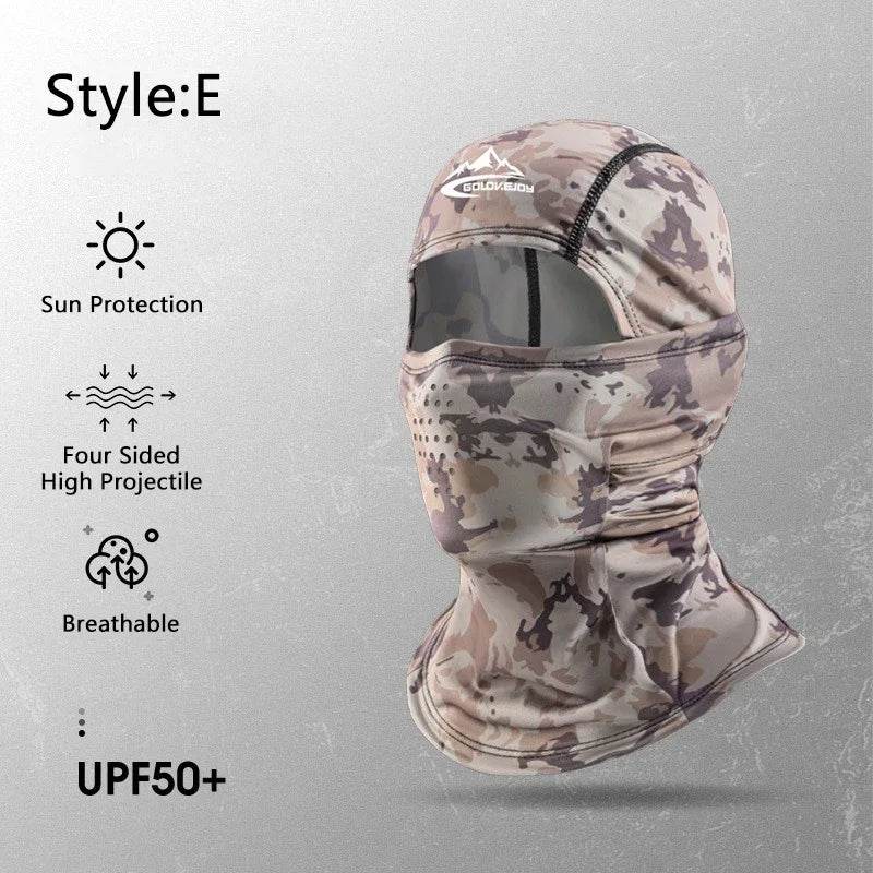 Ice silk face mask in camouflage design for sun protection and breathability