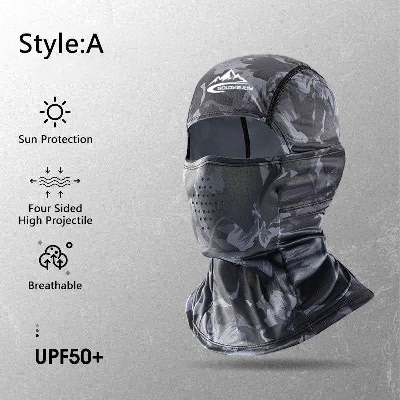 Ice silk face mask in black camouflage with sun protection feature