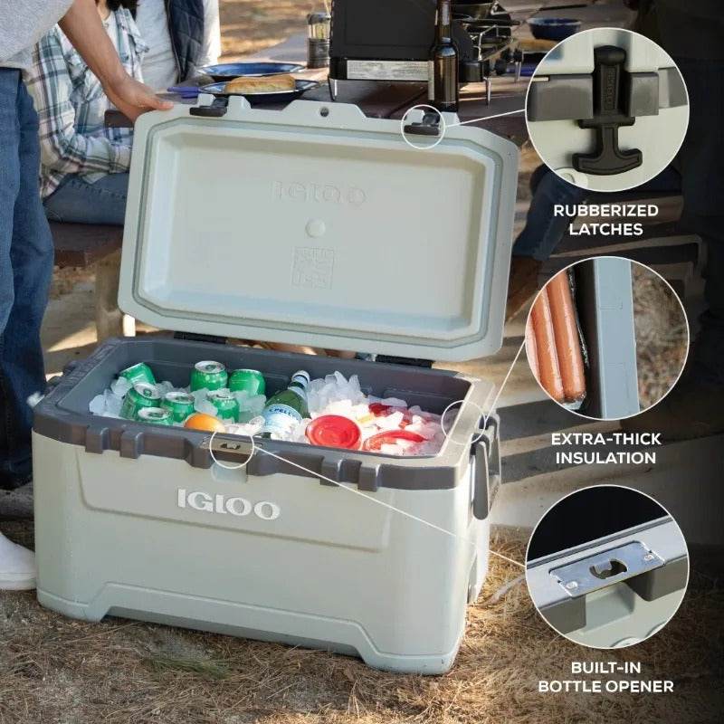 Igloo Hard Cooler Box in gray with extra-thick insulation and built-in bottle opener