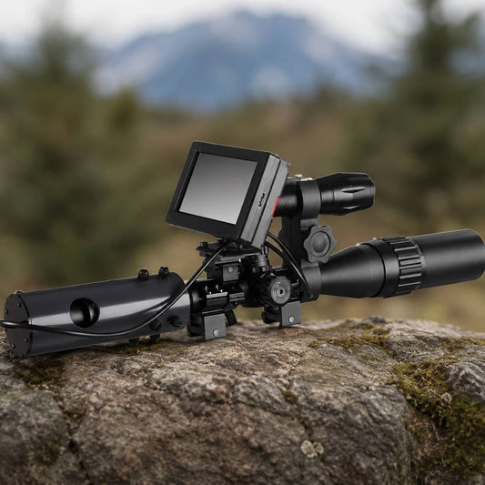 Infrared night vision camera scope adapter with display and 850nm IR illuminator for outdoor observation