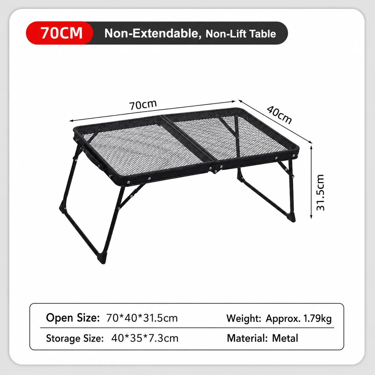 Iron mesh folding table in black for outdoor use