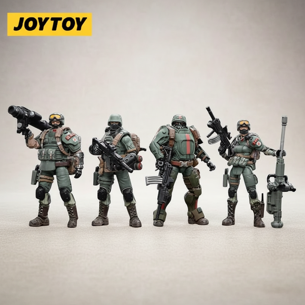 JOYTOY action figure set of four military soldiers in tactical gear