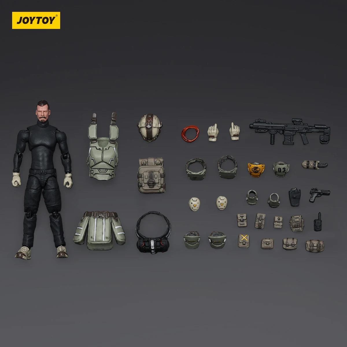 JOYTOY Battle For the Stars action figure with various accessories including weapons and interchangeable parts