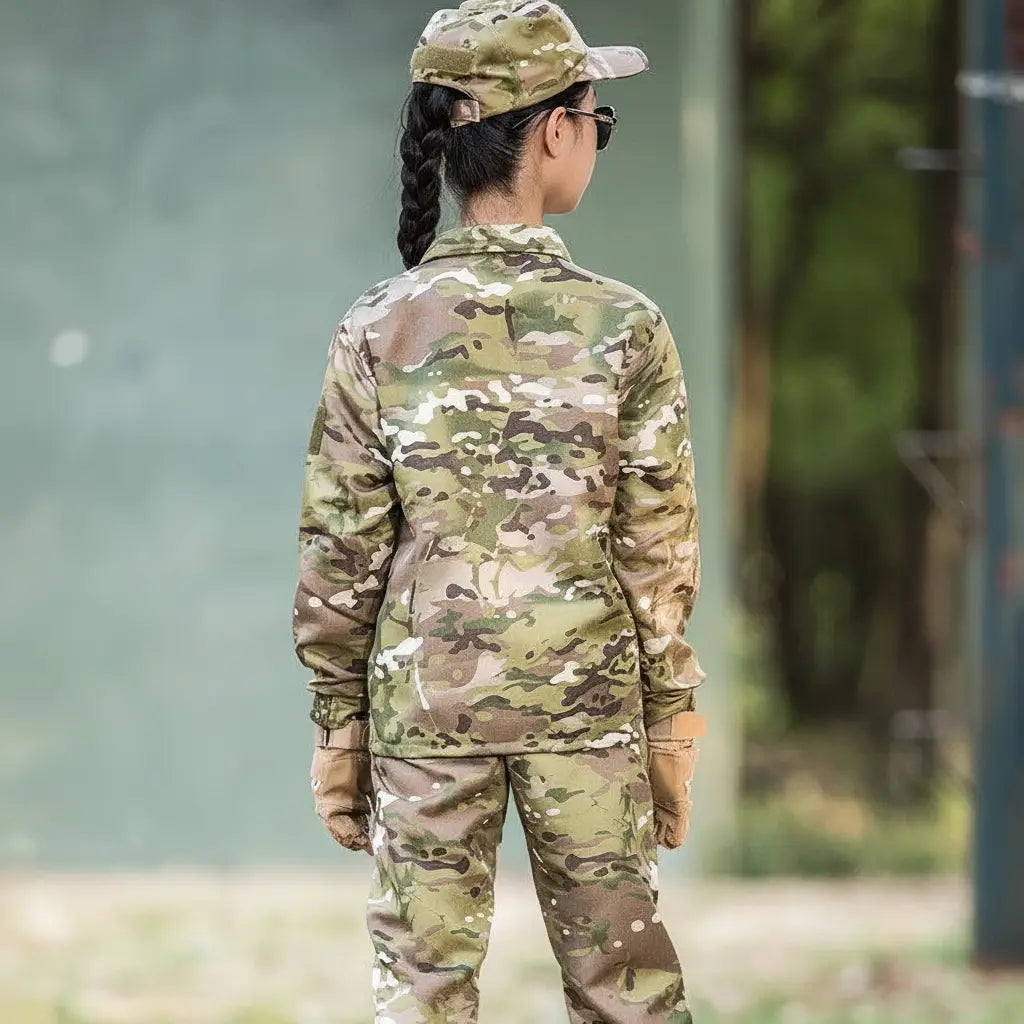 Kids adventure suit in camo for outdoor play and exploration