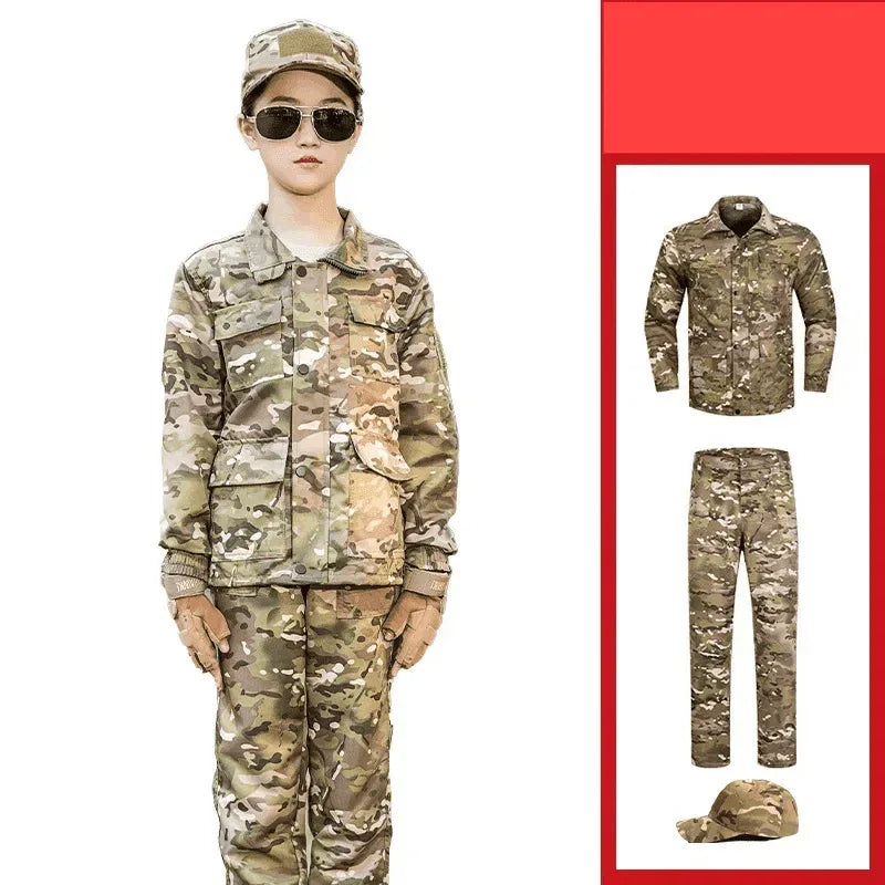 Kids adventure suit in camouflage for outdoor role play