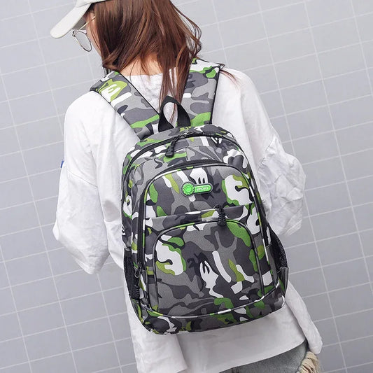 Military-Outdoors Camo Kids Backpack for School and Outdoor Activities