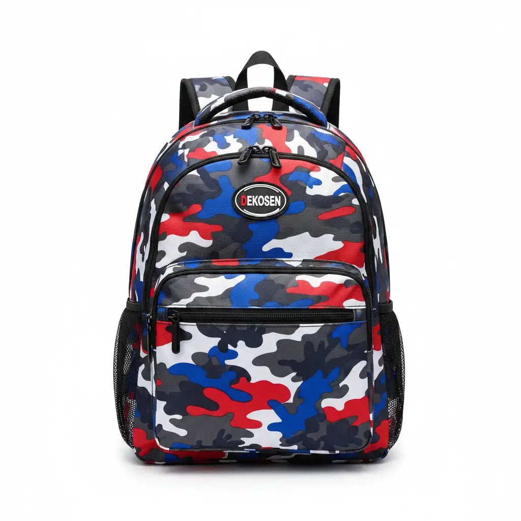 Dekosen Red Blue Camouflage Kids Backpack for School Use