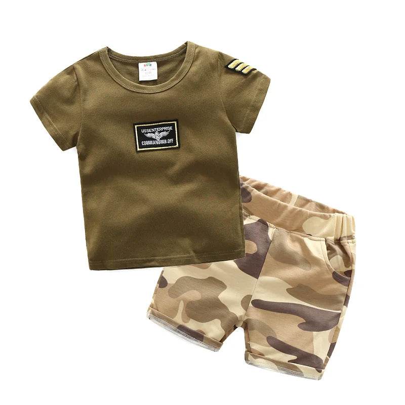 Kids Camouflage Set in Olive Green and Tan for Outdoor Play