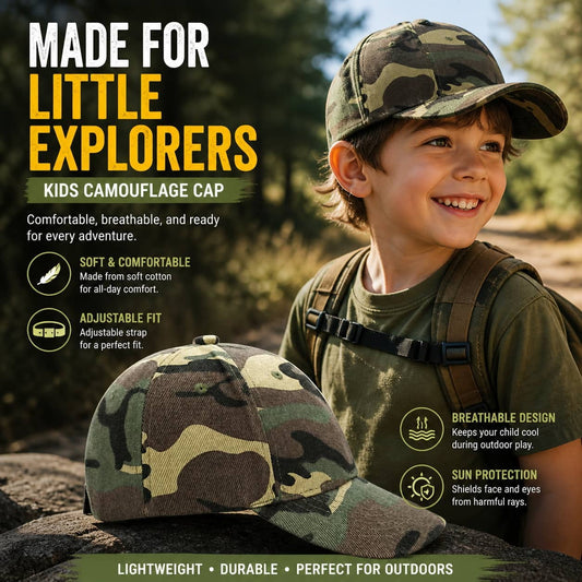 Kids caps camouflage cap with adjustable fit for outdoor adventures
