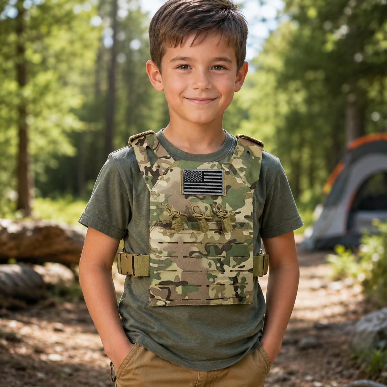 Kids Tactical Vest in Camouflage for Outdoor Adventures