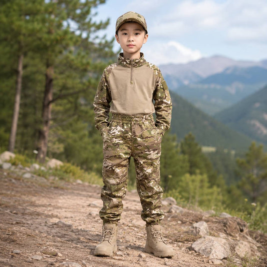 Kids uniform costume in camouflage for outdoor play and adventure