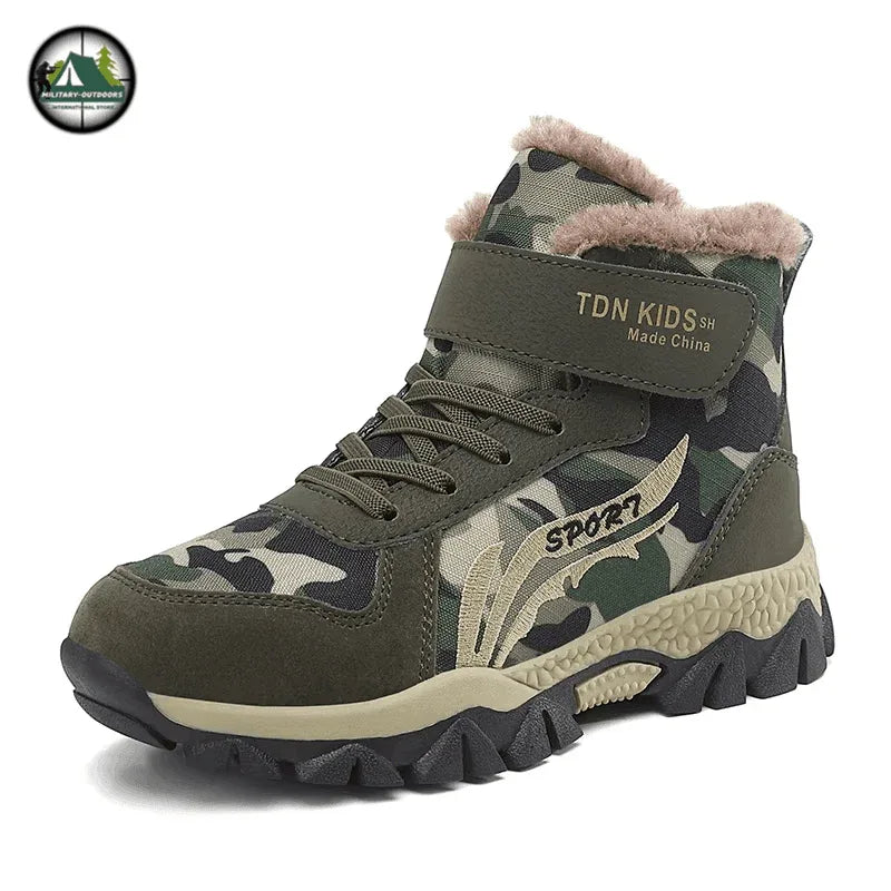 Kids Camouflage Warm Sneakers with Soft Lining for Winter Activities