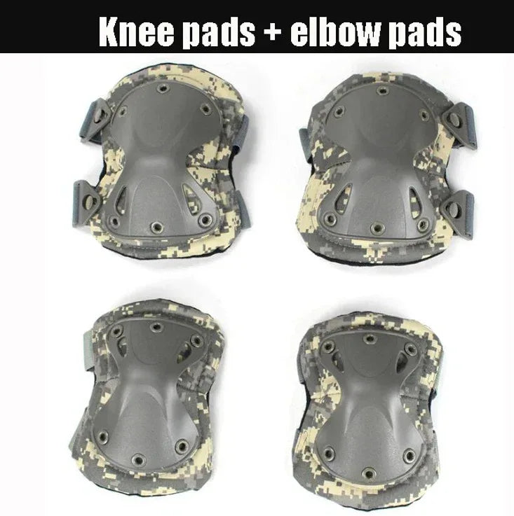 Camouflage knee and elbow pads for military and outdoor activities