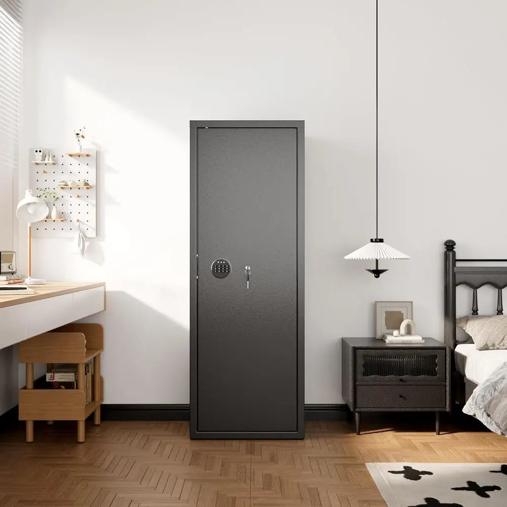 Military-Outdoors large gun safe in black for secure firearm storage