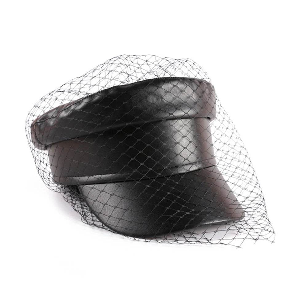 Leather Military Cap with Stylish Mesh Overlay - Military-Outdoors.com
