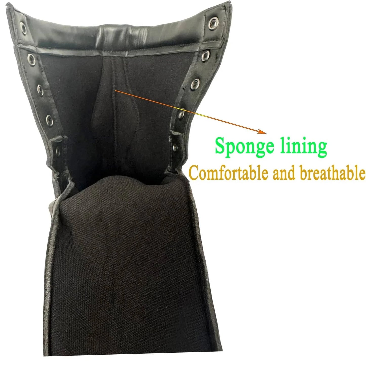 Interior view of leather military tactical boots showcasing sponge lining for comfort and breathability