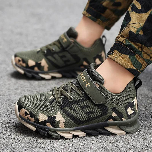 Military-Outdoors Children Boys Sneakers in Camouflage Design for Comfortable Play
