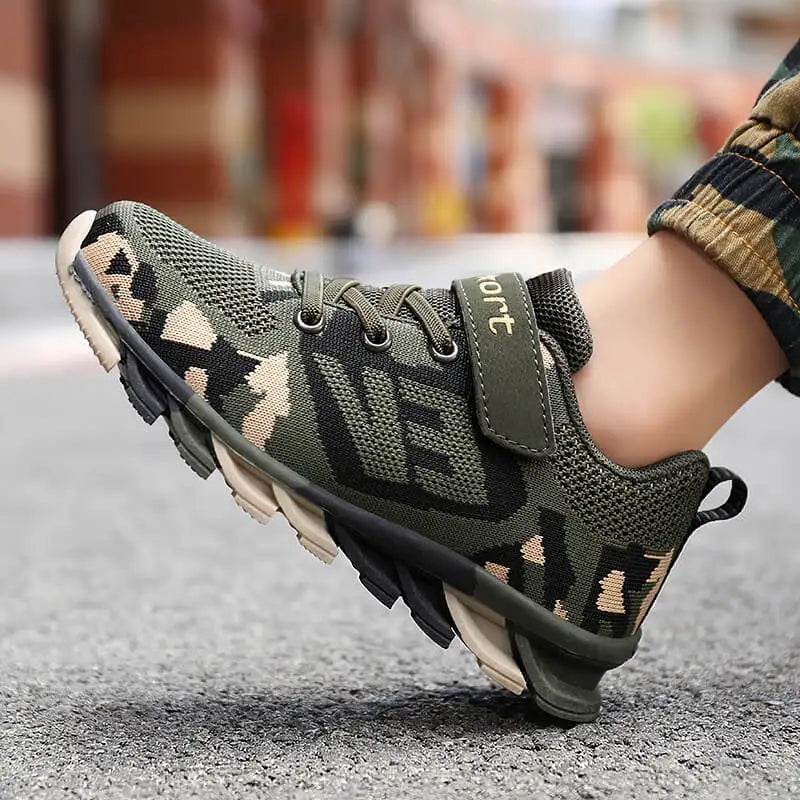 Military-Outdoors Children Boys Sneakers in Camouflage for Active Play