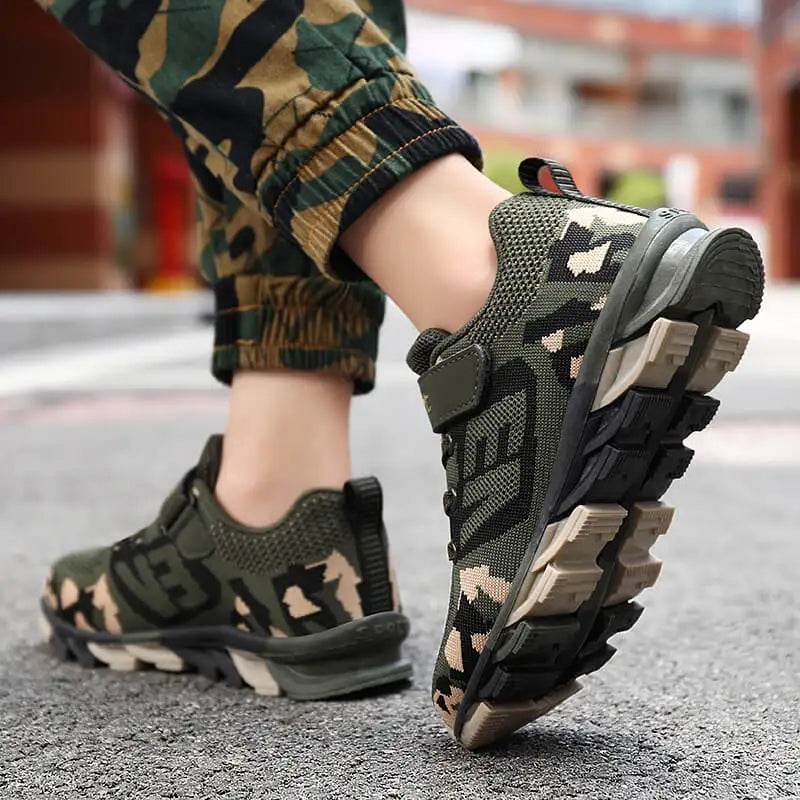 Military-Outdoors Children Boys Sneakers in Camouflage for Outdoor Adventures