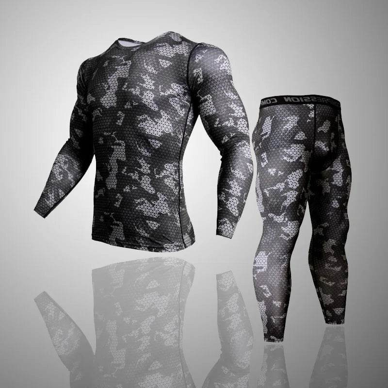 Men's Long Johns Underwear Sets in Camouflage Design, Ideal for Outdoor Activities and Layering