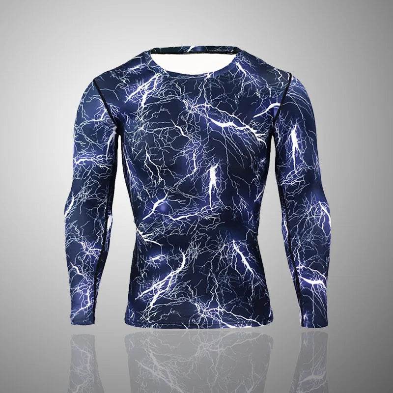 Long Johns Underwear Sets featuring a lightning pattern for stylish, comfortable base layering