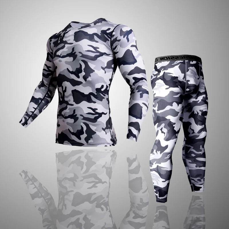 Camo Long Johns Underwear Sets featuring long sleeves and fitted pants for optimal comfort and warmth