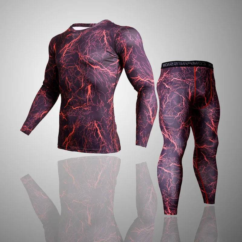 Long Johns Underwear Sets with Stylish Lightning Pattern in Lightweight Fabric for Comfort and Performance