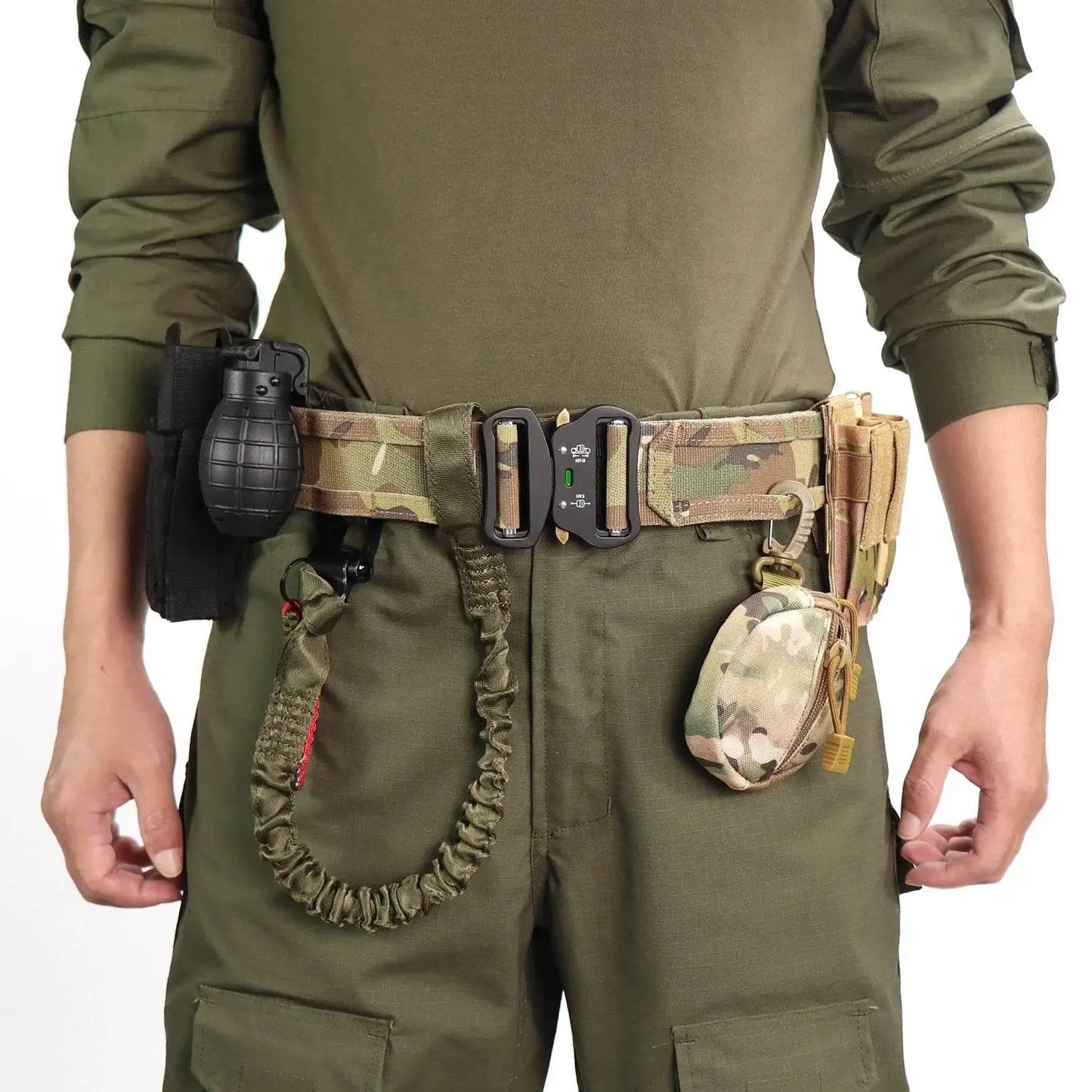 Military double-layer belt in camouflage, ideal for tactical use and gear attachment
