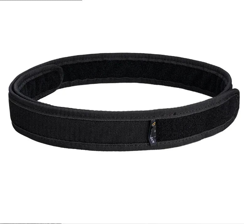 Military double-layer belt in black for tactical gear and outdoor activities
