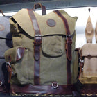 Vintage WW2-Style Canvas Backpack - Outdoor Travel Bag with Leather Straps