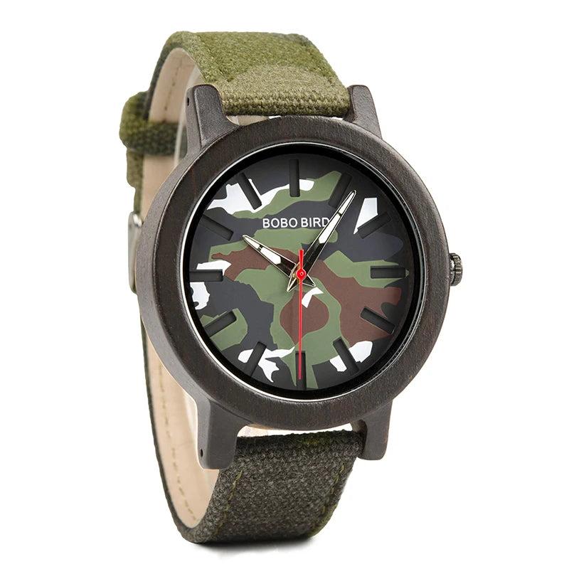 Bobo Bird Wooden Camouflage Quartz Watch for Outdoor Style