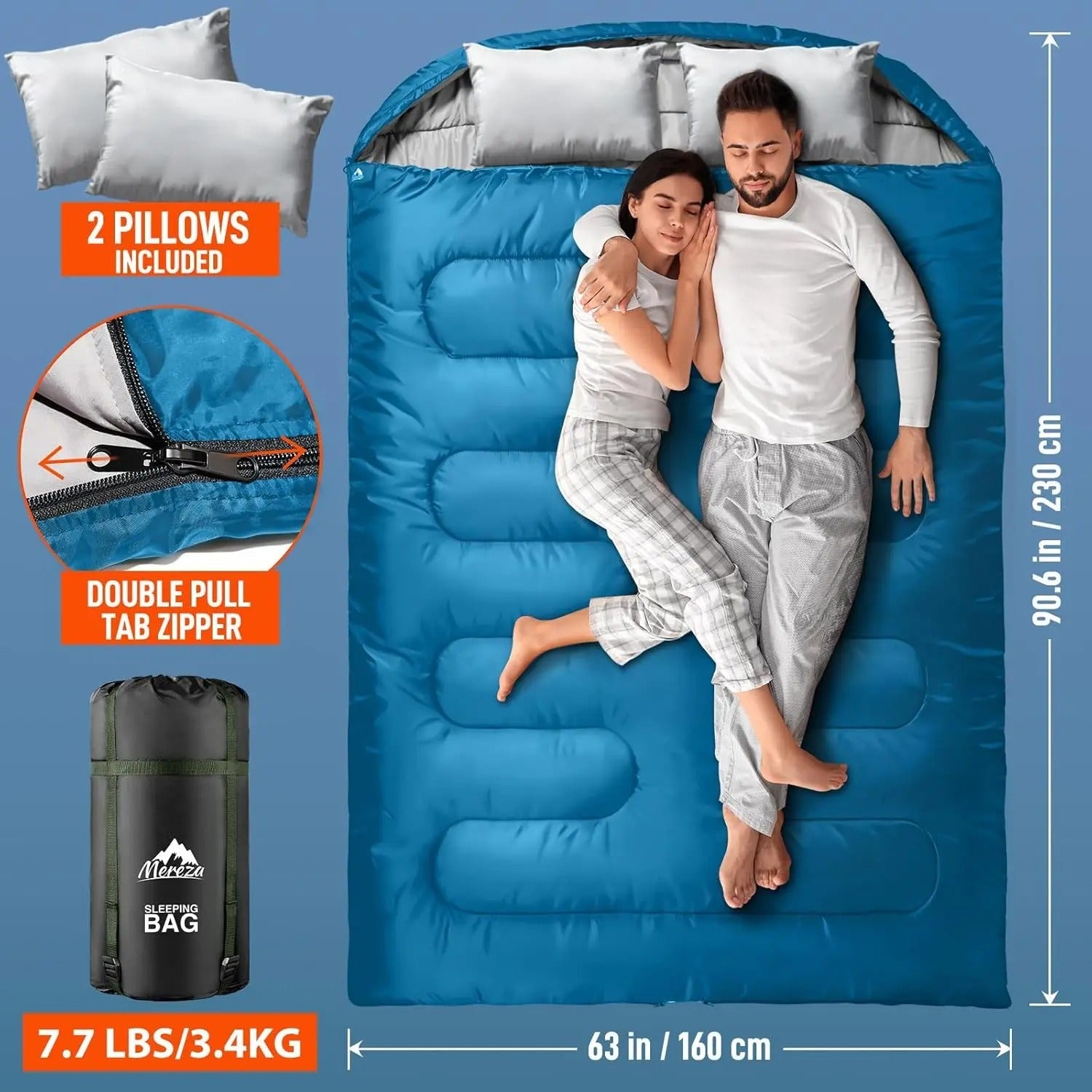 Two Person on Warm Sleeping Bag With Pillows Military-Outdoors.com