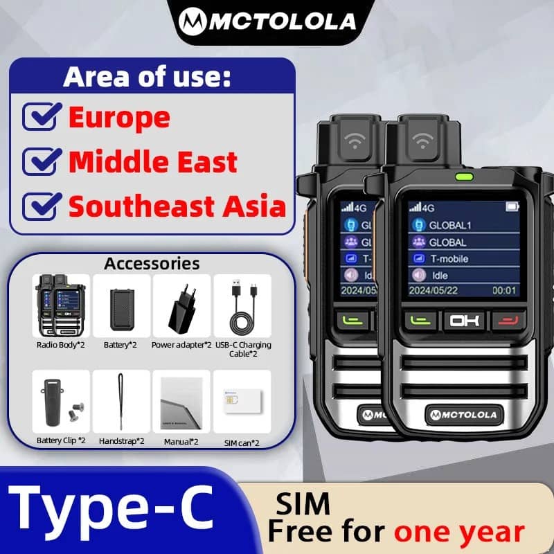 POC Walkie Talkie in black with 4G LTE connectivity for global communication