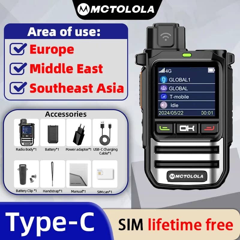 POC Walkie Talkie with Type-C Charging and Global Connectivity Options