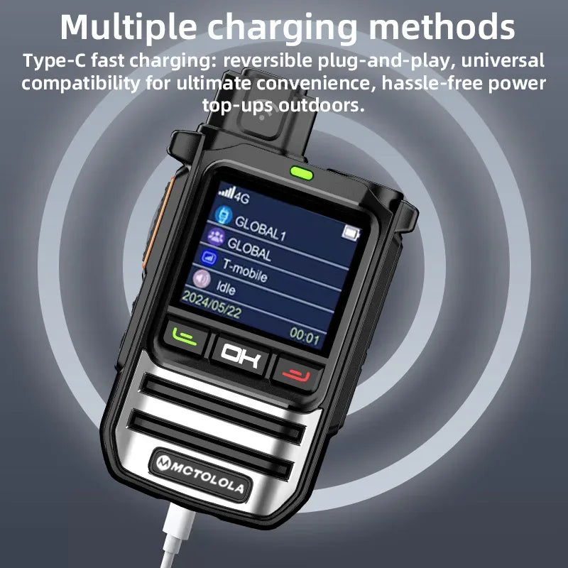 POC Walkie Talkie with Type-C fast charging and multiple compatibility features