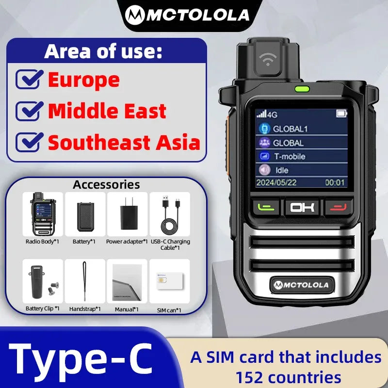 POC Walkie Talkie in black with 4G connectivity for global use