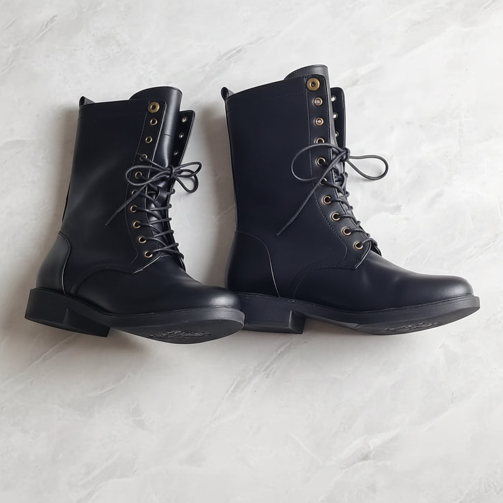 Military-Outdoors Black Medieval Boots for Tactical Use and Durability