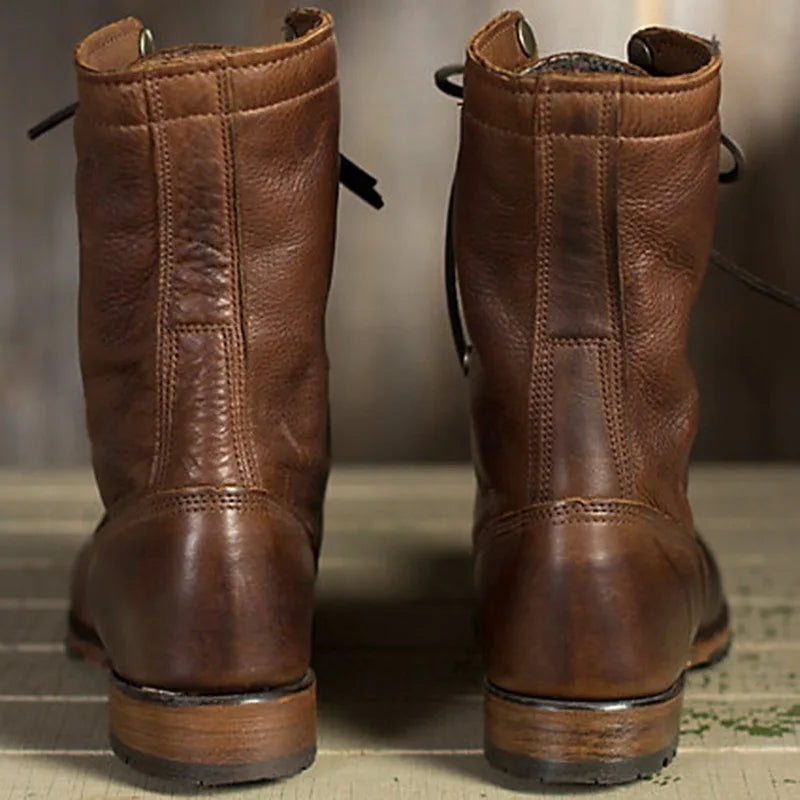 Brown Military-Outdoors Medieval Boots for Tactical Performance