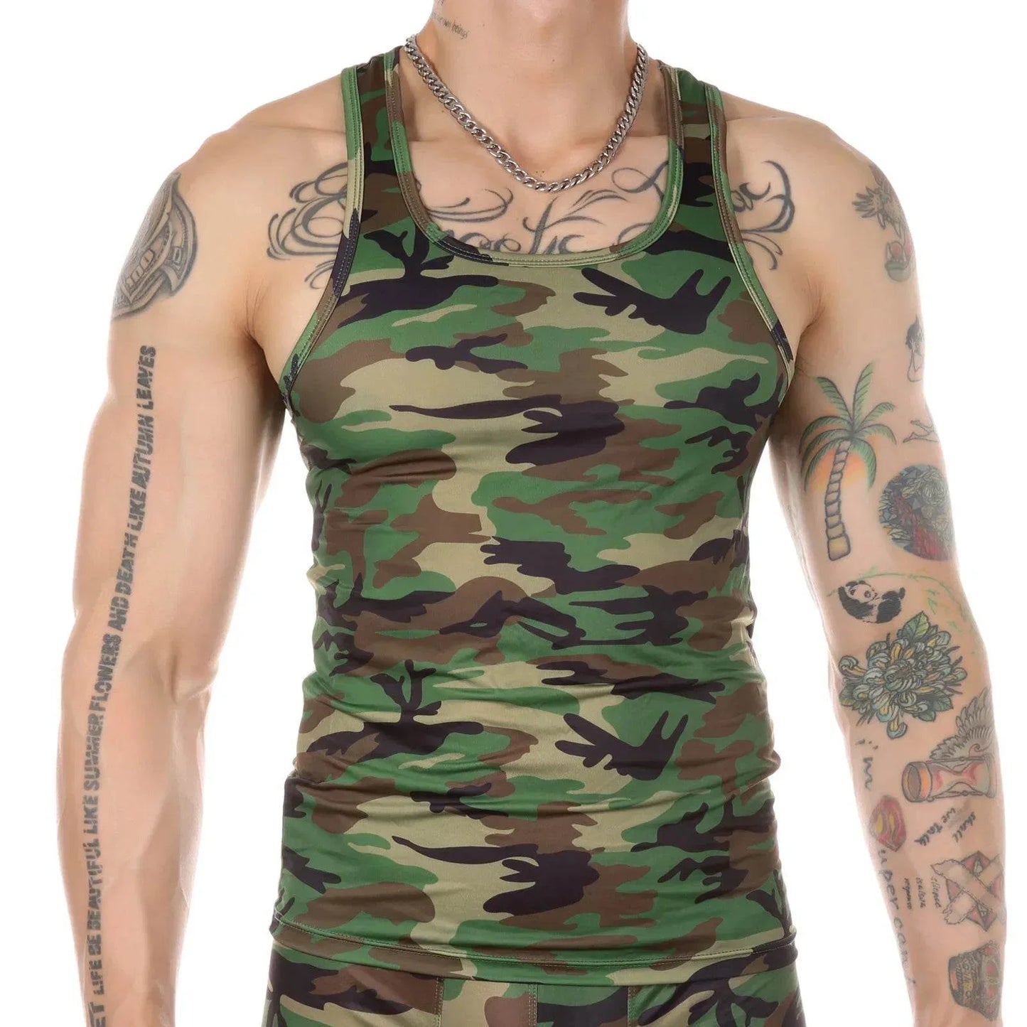 Military Men's Sleeveless Undershirt in Camouflage for Comfortable Layering